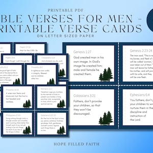 Bijbelverzen voor mannen - Afdrukbare Schriftkaarten voor mannen en vrouwen, Cadeau voor hem Vaderdag Verjaardag, Geheugenvers Afdrukbaar