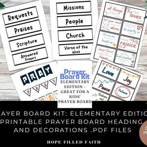 Kit de quadro de oração para impressão - Elementar - Grupo de oração da igreja cristã Cartões de versículos bíblicos Atividade de artesanato Escola dominical para crianças Download instantâneo