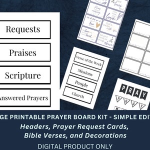 Printable Prayer Board Kit - Simple Edition - Christian Church Prayer Group Bible Verse Cards Craft Activity Instant Download
