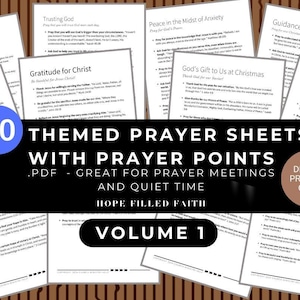 Printable Prayer Guide for Prayer Meetings and Quiet Time Volume 1 with Weekly Prayer Points .PDF 60 Prayer Themes Christian