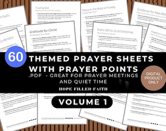 Printable Prayer Guide for Prayer Meetings and Quiet Time Volume 1 with Weekly Prayer Points .PDF 60 Prayer Themes Christian