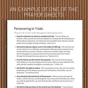 Sample Prayer Guide Printable Prayer Guide for Prayer Meetings and Quiet Time Volume 2 With ...