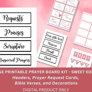 Prayer Board Kit Pink Printable, Blank Prayer Cards for Christian