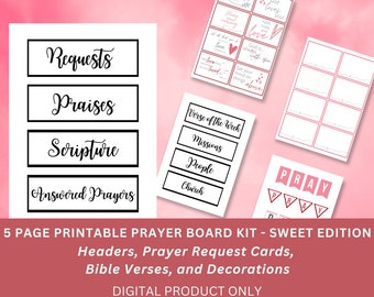 Printable Prayer Board Kit - Sweet Edition - Christian Church Prayer Group  Bible Verse Cards Craft Activity Instant Download