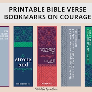 Druckbare Bibel-Vers-Lesezeichen für Mut christliche inspirierende Lesezeichen Schrift Lesezeichen für kirchliche Aktivitäten Sofort-Download