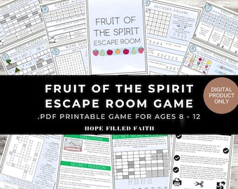 Bible Printable Escape Room for Kids Game, Fruit of the Spirit Theme - Bible Games Printable, Bible puzzles, Bible study games