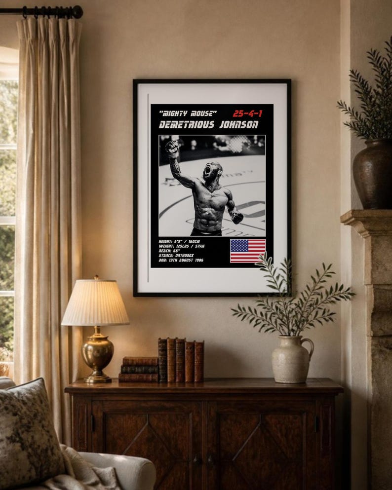 Demetrious Johnson MMA Poster | Gym Wall Art Print | White and Black Editions | Digital Download image 3