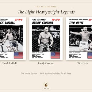 MMA Poster Set of 3 | The Light Heavyweight Legends | Liddell, Couture, Ortiz | Gym Wall Art Bundle | Digital Download image 4
