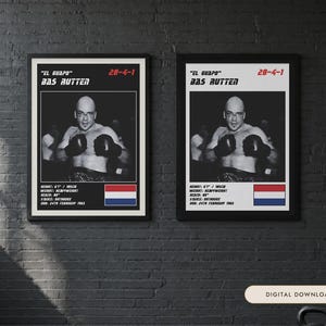 Plakat MMA Basa Ruttena | Grafika ścienna do walki El Guapo | Edycje czarno-białe | Pobieranie cyfrowe zdjęcie 1