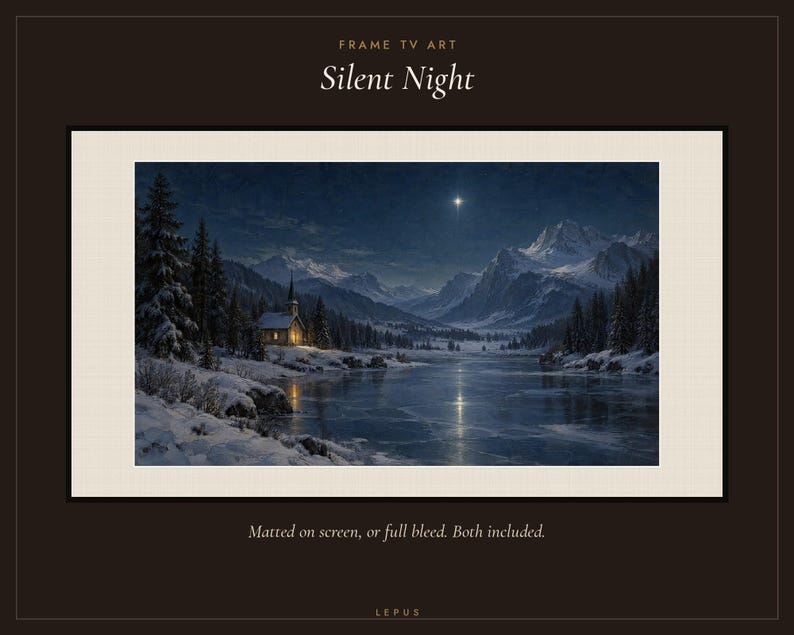 Frame TV Art: Silent Night, Snowy Chapel Christmas Oil Painting (Digital Download) image 3