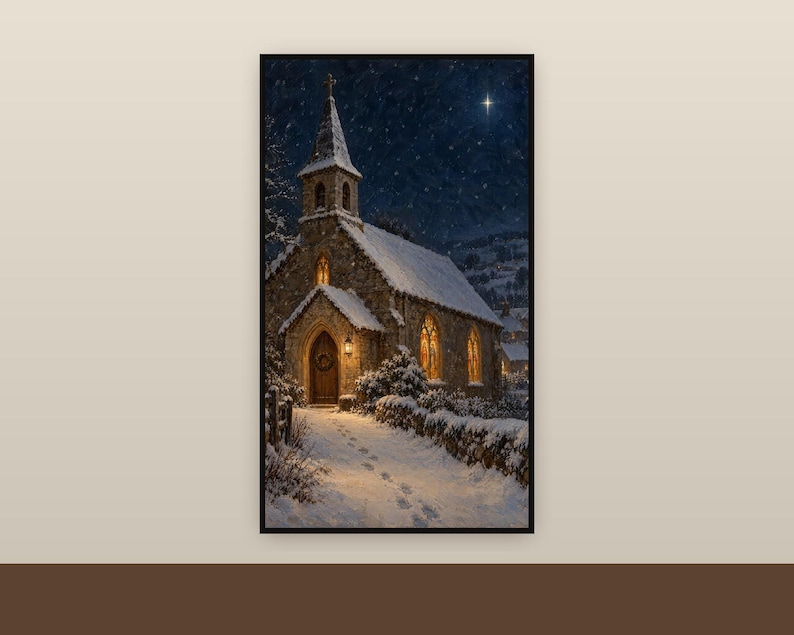 Vertical Frame TV Art: Nativity Christmas Set of 4, Portrait Oil Paintings (Digital Download) image 3