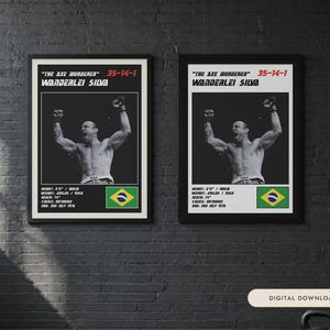 Wanderlei Silva MMA Poster | The Axe Murderer Fight Wall Art Print | Black and White Editions | Digital Download image 1