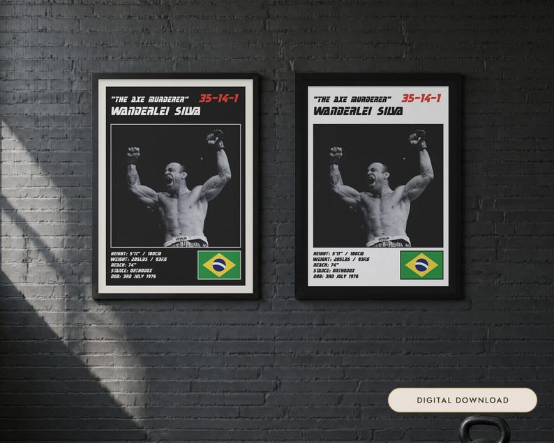 Wanderlei Silva MMA Poster | The Axe Murderer Fight Wall Art Print | Black and White Editions | Digital Download image 1