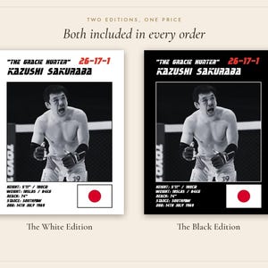 Kazushi Sakuraba MMA Poster | The Gracie Hunter Fight Wall Art Print | Black and White Editions | Digital Download image 5