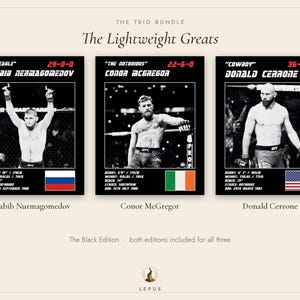 MMA-posters med 3 st | Lättviktsstjärnorna | Khabib, McGregor, Cerrone | Väggkonstpaket för gym | Digital nedladdning bild 5