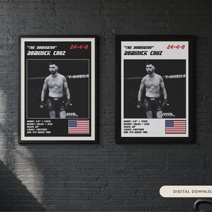 Póster de Dominick Cruz MMA / Lámina decorativa de la pelea "The Dominator" / Ediciones en blanco y negro / Descarga digital imagen 1