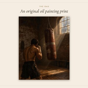 Boxing Oil Painting Print | Heavy Bag Boxer Gym Wall Art | Vintage Man Cave Decor | Printable Digital Download image 4