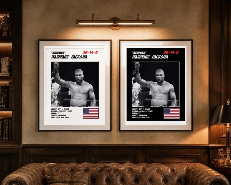 Rampage Jackson MMA Poster | Rampage Fight Wall Art Print | Black and White Editions | Digital Download image 4