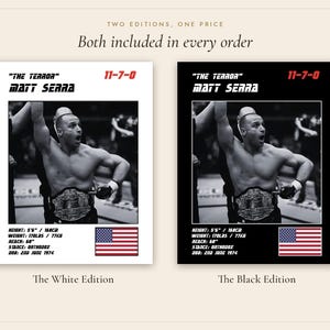 Matt Serra MMA Poster | The Terror Fight Wall Art Print | Black and White Editions | Digital Download image 5