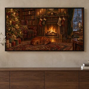 Christmas Frame TV Art Set of 4, Dogs and Cats Oil Paintings (Digital Download) image 3