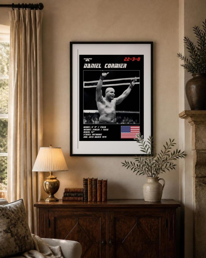 Plakat MMA Daniela Cormiera | Grafika ścienna do siłowni | Edycja biała i czarna | Pobieranie cyfrowe zdjęcie 3
