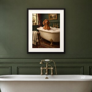Dachshund Bathroom Wall Art, Funny Vintage Oil Painting Print, Sausage Dog Gift (Digital Download) image 4