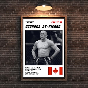 MMA Digital UFC Fighter Print - George GSP Rush St Pierre White Wall Poster | Iconic Artwork for Sports Fans
