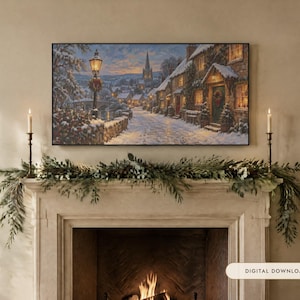 Christmas Frame TV Art Set of 7, Vintage Christmas Oil Paintings (Digital Download)