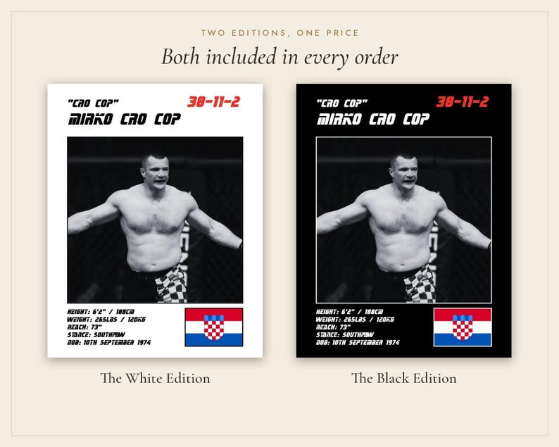 Mirko Cro Cop MMA Poster | Cro Cop Fight Wall Art Print | Black and White Editions | Digital Download image 5