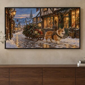 Christmas Frame TV Art Set of 4, Dogs and Cats Oil Paintings (Digital Download) image 4