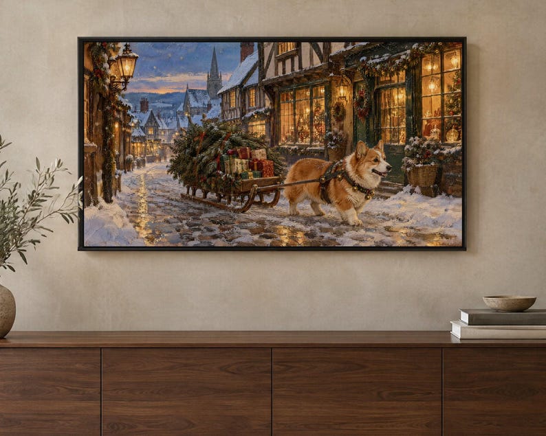 Christmas Frame TV Art Set of 4, Dogs and Cats Oil Paintings (Digital Download) image 4
