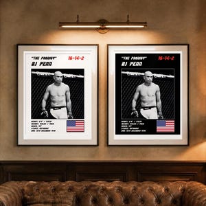 Póster de BJ Penn MMA / Lámina decorativa para gimnasio / Ediciones en blanco y negro / Descarga digital imagen 4
