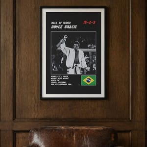 Royce Gracie MMA Poster | Hall of Famer Fight Wall Art Print | Black and White Editions | Digital Download image 2