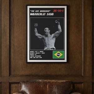 Wanderlei Silva MMA Poster | The Axe Murderer Fight Wall Art Print | Black and White Editions | Digital Download image 2