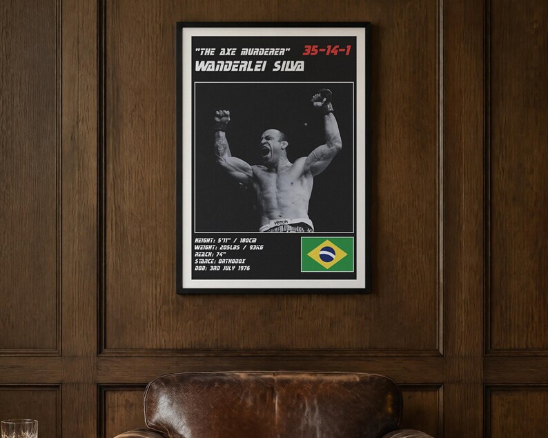 Wanderlei Silva MMA Poster | The Axe Murderer Fight Wall Art Print | Black and White Editions | Digital Download image 2