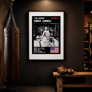 Chuck Liddell MMA-Poster | Kunstdruck für die Fitnessstudio-Wand | Schwarz-Weiß-Version | Digitaler Download Bild 3