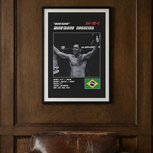 Minotauro Nogueira MMA Poster | Minotauro Fight Wall Art Print | Black and White Editions | Digital Download image 2