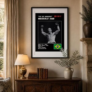 Wanderlei Silva MMA Poster | The Axe Murderer Fight Wall Art Print | Black and White Editions | Digital Download image 3