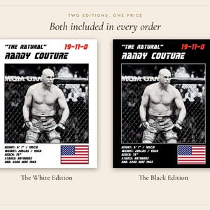 Randy Couture MMA Poster | Gym Wall Art Print | White and Black Editions | Digital Download image 5
