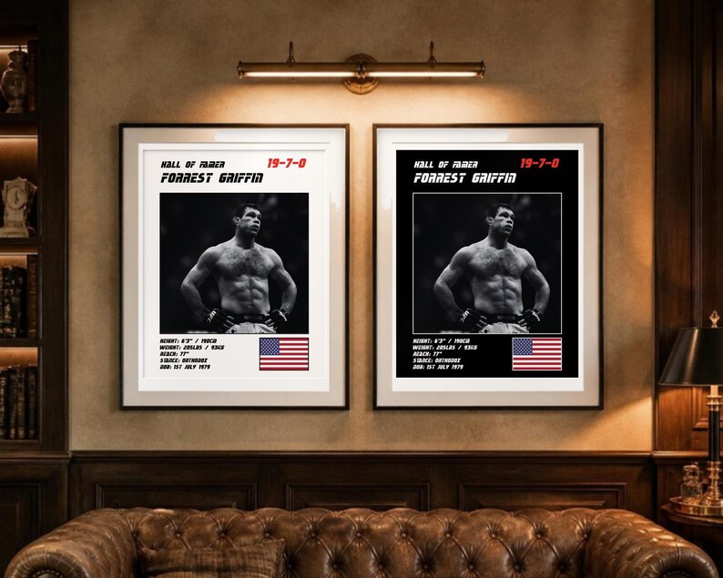 Forrest Griffin MMA Poster | Hall of Famer Fight Wall Art Print | Black and White Editions | Digital Download image 4