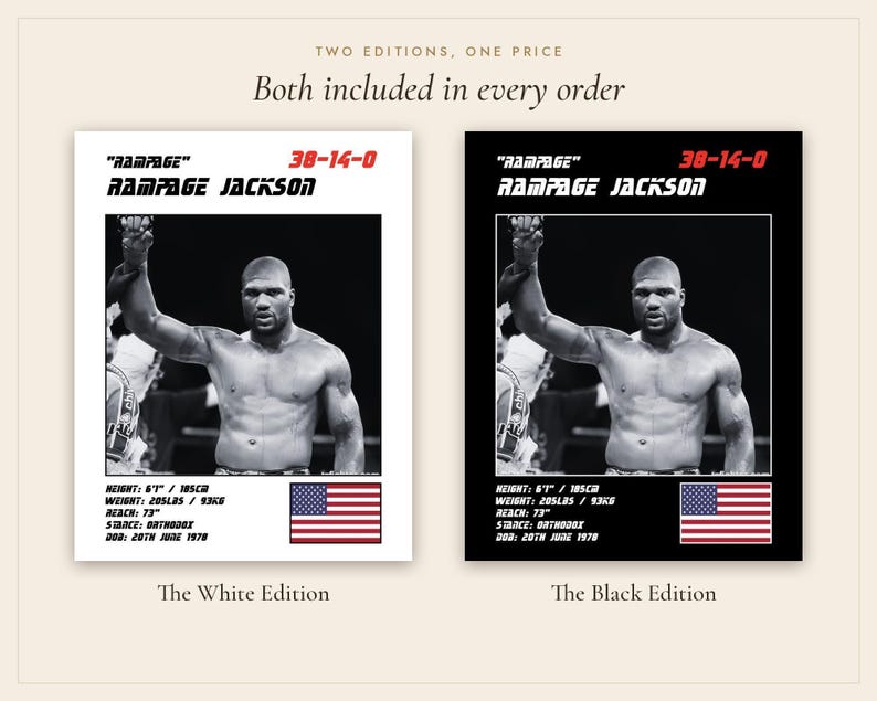 Rampage Jackson MMA Poster | Rampage Fight Wall Art Print | Black and White Editions | Digital Download image 5