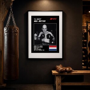 Plakat MMA Basa Ruttena | Grafika ścienna do walki El Guapo | Edycje czarno-białe | Pobieranie cyfrowe zdjęcie 3