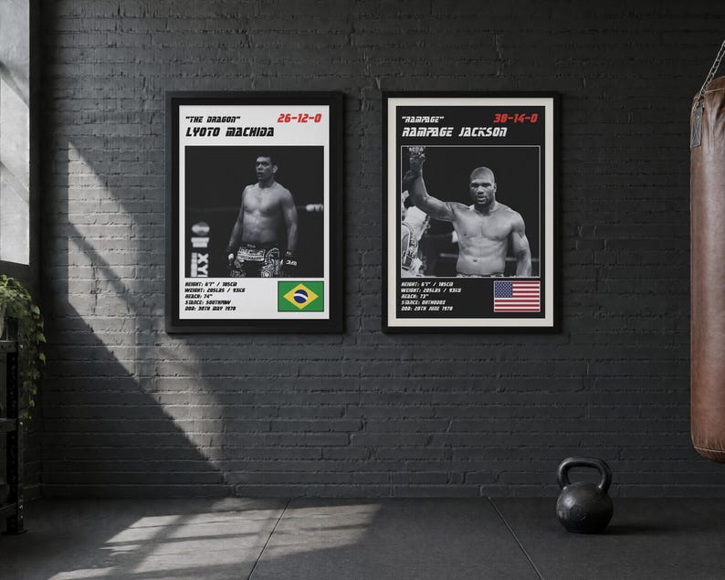 MMA Poster Set of 5 | Light Heavyweight Kings | Jon Jones, Evans, Griffin, Machida, Rampage | Fight Wall Art | Digital Download image 2