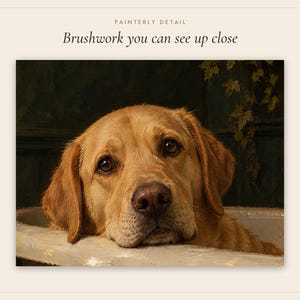 Yellow Labrador Bathroom Wall Art, Funny Dog Oil Painting Print (Digital Download) image 5
