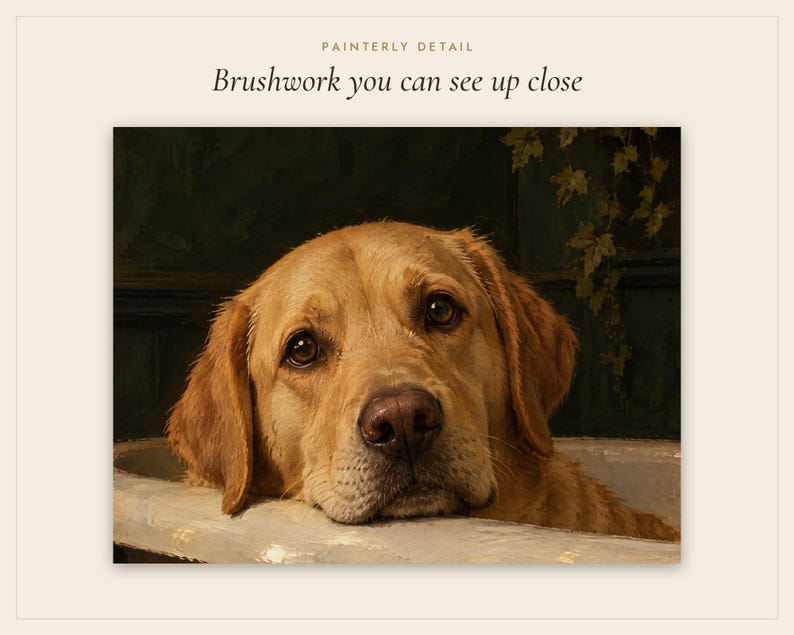 Yellow Labrador Bathroom Wall Art, Funny Dog Oil Painting Print (Digital Download) image 5