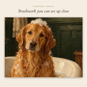 Golden Retriever Bathroom Wall Art, Funny Vintage Oil Painting Print, Dog Lover Gift (Digital Download) image 5