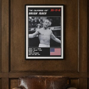 Plakat MMA Urijaha Fabera | Grafika ścienna „The California Kid Fight” | Edycje czarno-białe | Pobieranie cyfrowe zdjęcie 2