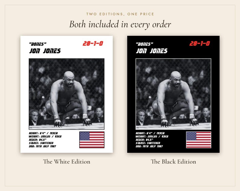 Jon Jones MMA Poster | Bones Fight Wall Art Print | Black and White Editions | Digital Download image 5
