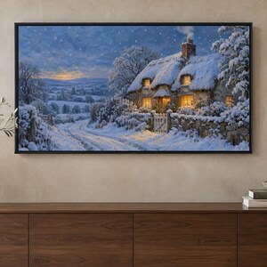 Winter Frame TV Art Set of 7, Snowy Oil Paintings (Digital Download) image 3