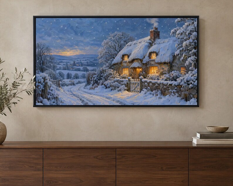 Winter Frame TV Art Set of 7, Snowy Oil Paintings (Digital Download) image 3